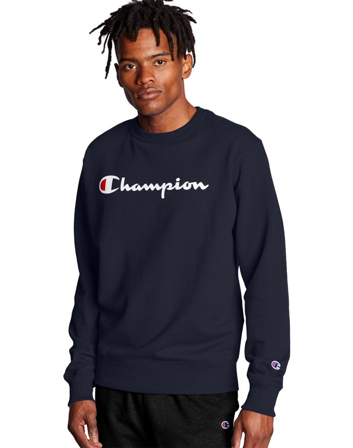 Sudadera Champion Hombre - Powerblend Crew Script Logo ( Azul Marino ) 4582917-SN